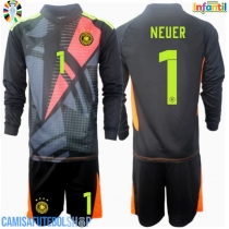 Camisa de time de futebol Alemanha Manuel Neuer #1 Goleiro Replicas 1º Equipamento Infantil Europeu 2024 Manga Comprida (+ Calças curtas)
